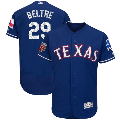Rangers #29 Adrian Beltre Blue 2018 Spring Training Authentic Flex Base Stitched MLB Jersey